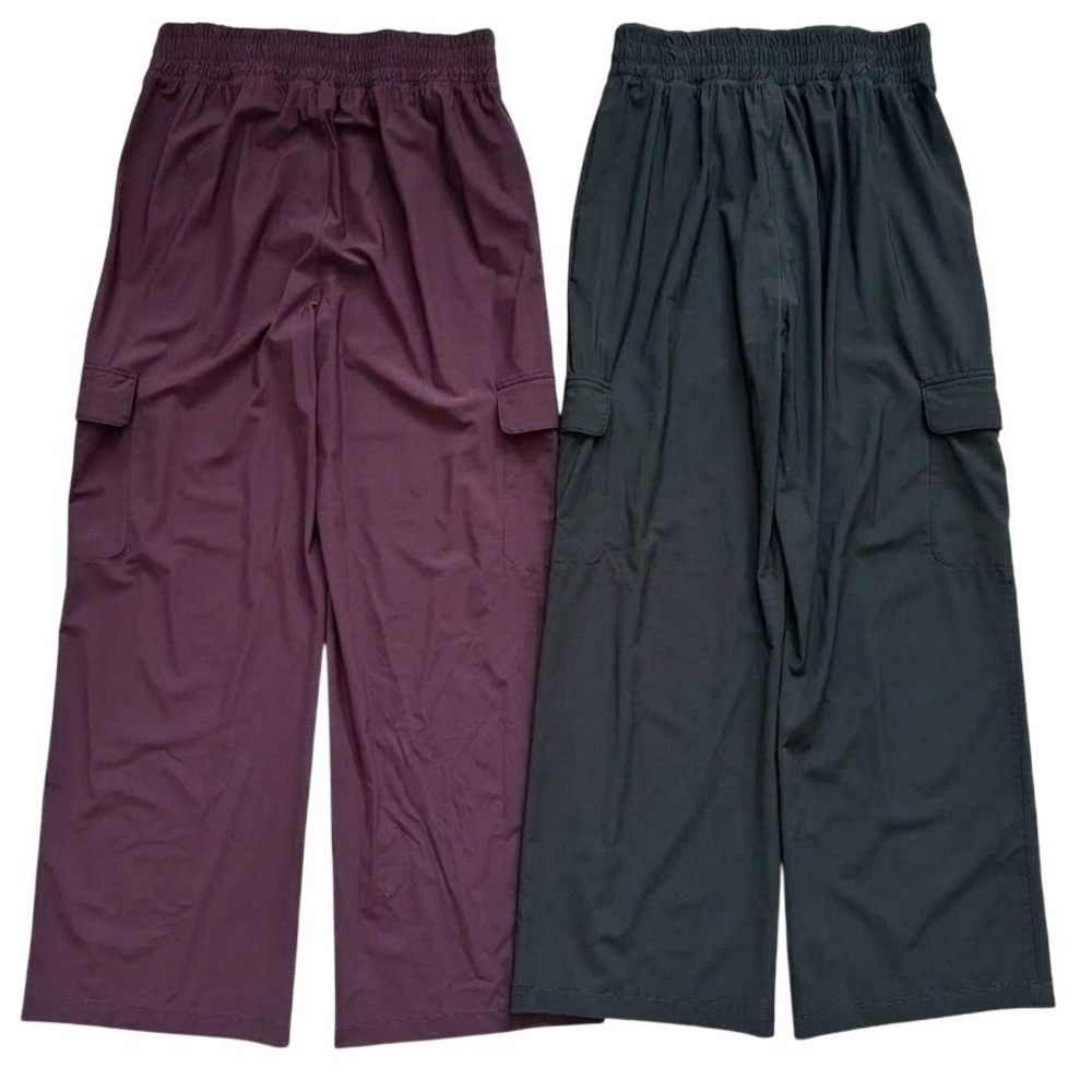 Old Navy Go-Dry SleekTech Cargo Pants Pull On Wide Leg Smocked Waist Quick Dry M